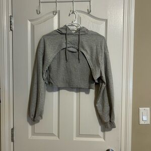 Gray Cropped Hoodie + Tank Top Set